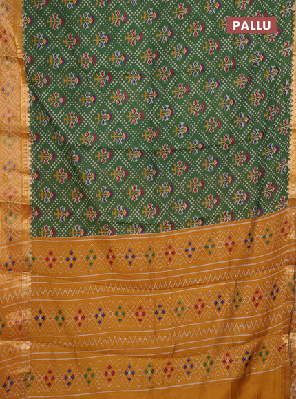 Green & Mustard Yellow Semi Maheshwari Cotton Saree