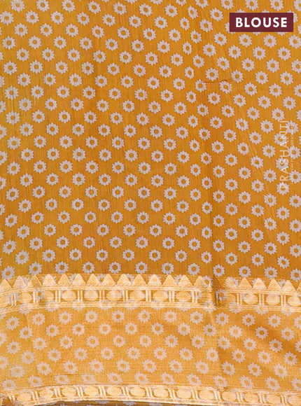 Green & Mustard Yellow Semi Maheshwari Cotton Saree