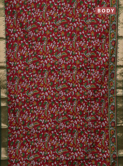 Red & Green Semi Maheshwari Cotton Saree