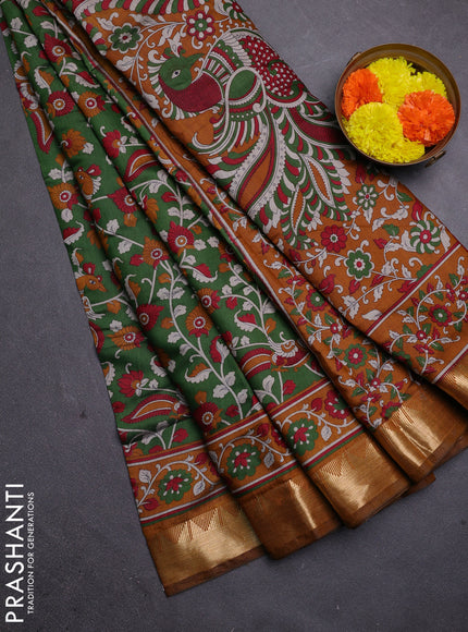 Green & Mustard Yellow Semi Maheshwari Cotton Saree