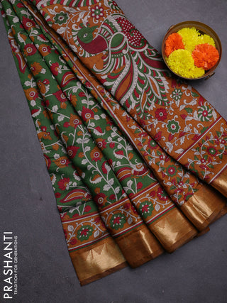 Green & Mustard Yellow Semi Maheshwari Cotton Saree