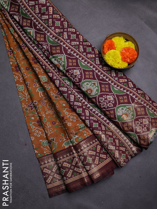 Mustard Yellow & Maroon Semi Maheshwari Cotton Saree