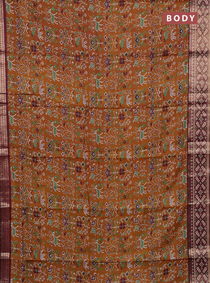 Mustard Yellow & Maroon Semi Maheshwari Cotton Saree