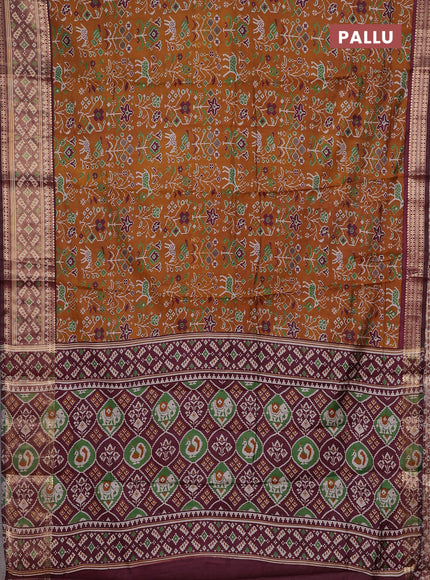 Mustard Yellow & Maroon Semi Maheshwari Cotton Saree