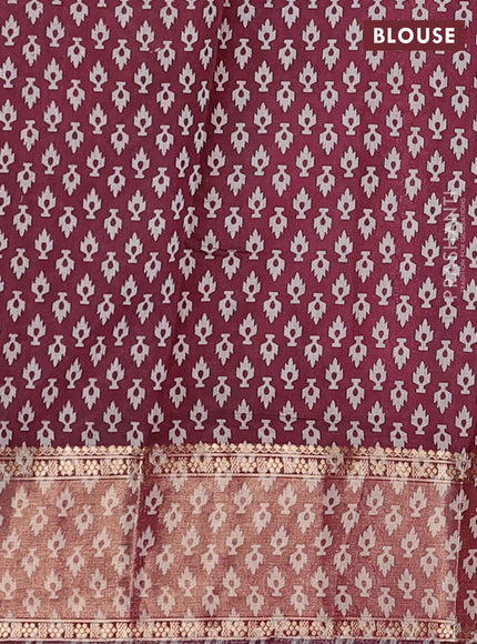 Mustard Yellow & Maroon Semi Maheshwari Cotton Saree