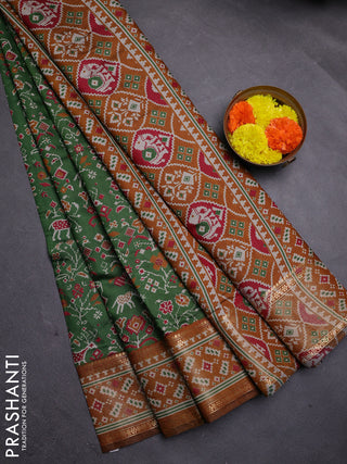 Green & Mustard Yellow Semi Maheshwari Cotton Saree