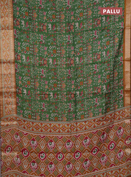 Green & Mustard Yellow Semi Maheshwari Cotton Saree