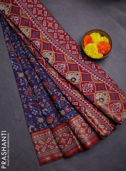 Blue & Maroon Semi Maheshwari Cotton Saree