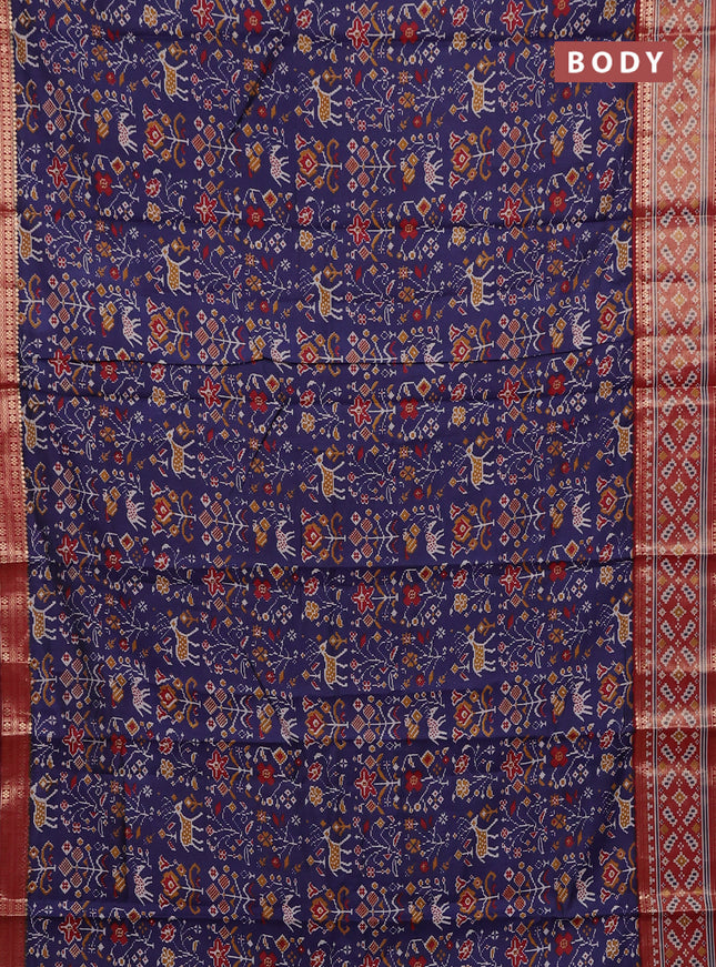 Blue & Maroon Semi Maheshwari Cotton Saree