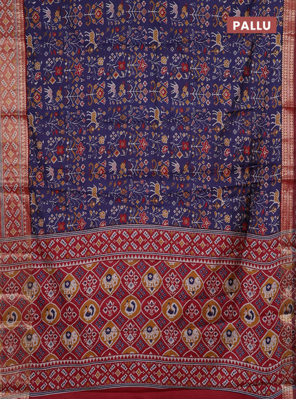Blue & Maroon Semi Maheshwari Cotton Saree