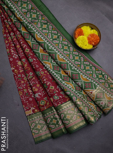 Red & Green Semi Maheshwari Cotton Saree