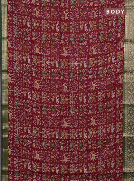 Red & Green Semi Maheshwari Cotton Saree