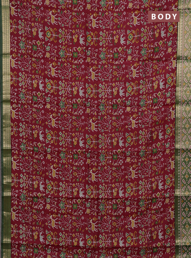 Red & Green Semi Maheshwari Cotton Saree
