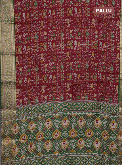 Red & Green Semi Maheshwari Cotton Saree