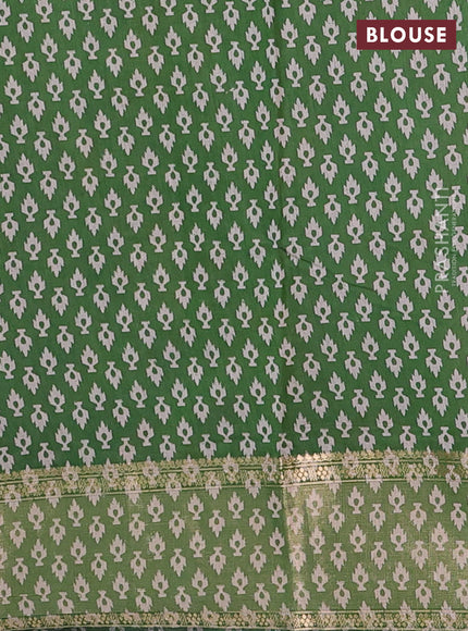 Red & Green Semi Maheshwari Cotton Saree