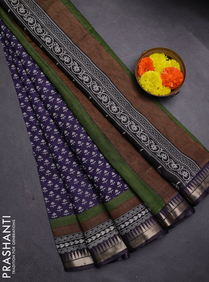 Blue Semi Maheshwari Cotton Saree
