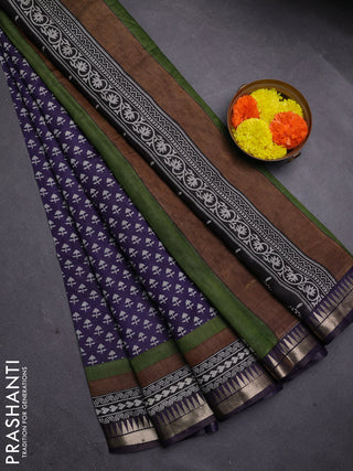 Blue Semi Maheshwari Cotton Saree