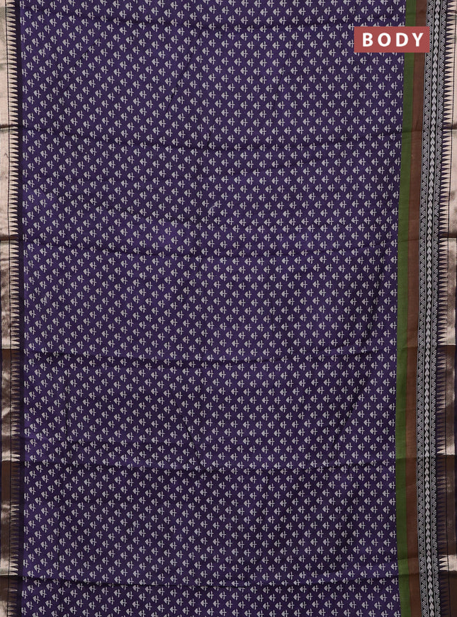 Blue Semi Maheshwari Cotton Saree