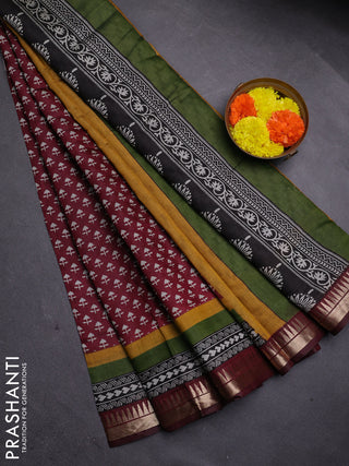 Maroon Semi Maheshwari Cotton Saree
