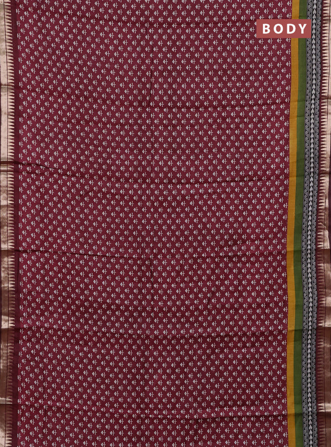 Maroon Semi Maheshwari Cotton Saree