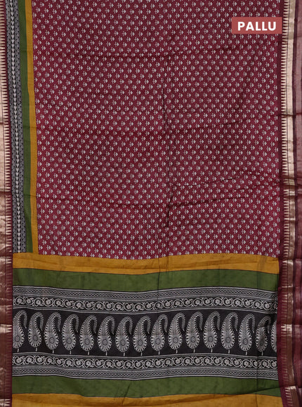 Maroon Semi Maheshwari Cotton Saree