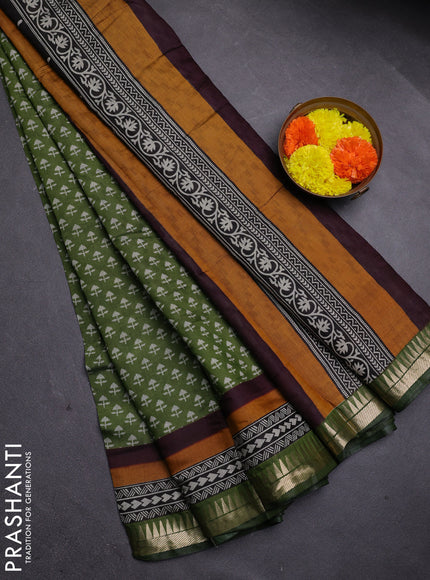 Green Semi Maheshwari Cotton Saree