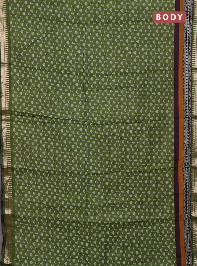 Green Semi Maheshwari Cotton Saree