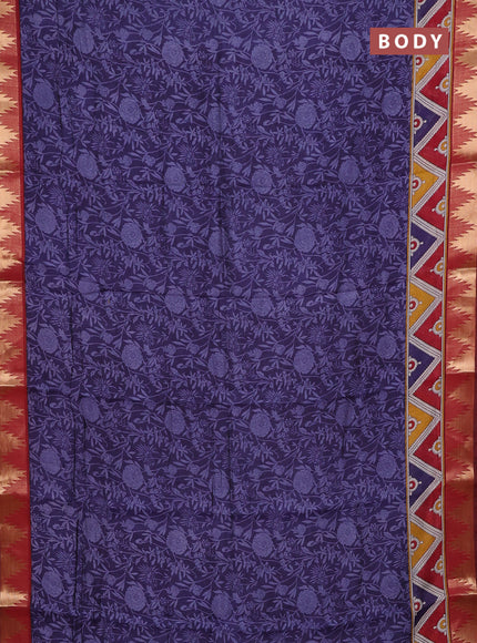 Blue & Maroon Semi Maheshwari Cotton Saree