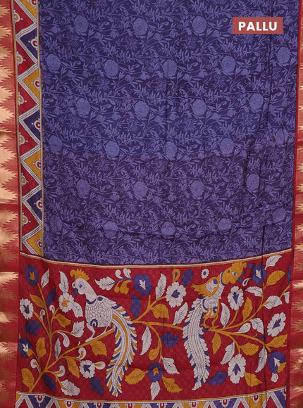 Blue & Maroon Semi Maheshwari Cotton Saree