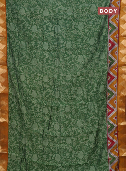 Green & Mustard Yellow Semi Maheshwari Cotton Saree