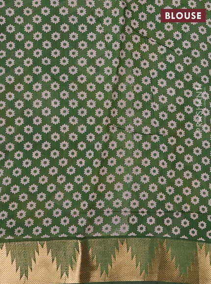 Wine  & Green Semi Maheshwari Cotton Saree