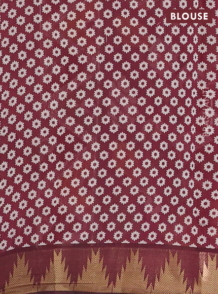 Mustard Yellow & Maroon Semi Maheshwari Cotton Saree