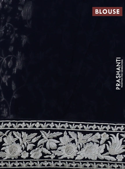 Navy Blue Georgette Saree - Parsi Embroidery