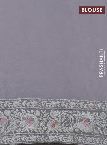 Grey Georgette Saree - Parsi Embroidery
