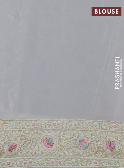 Cream Georgette Saree - Parsi Embroidery