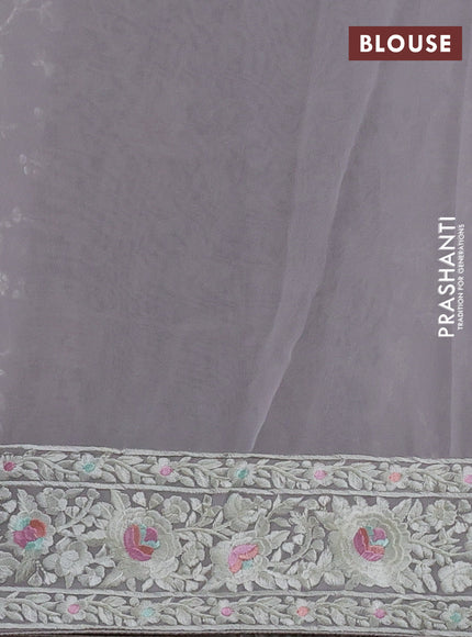 Grey Georgette Saree - Parsi Embroidery