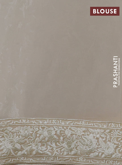 Cream Georgette Saree - Parsi Embroidery