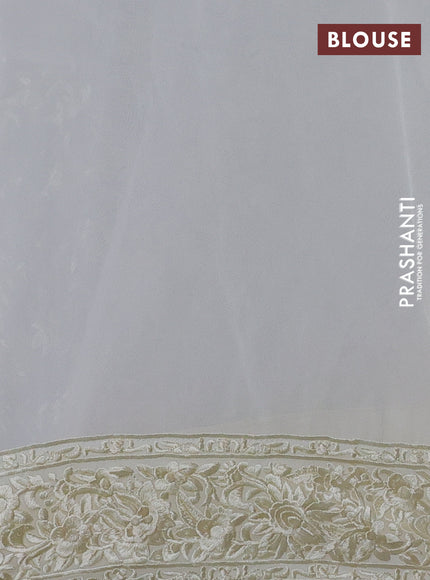Off White Georgette Saree - Parsi Embroidery