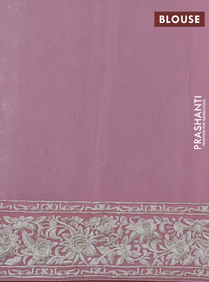 Light Pink Georgette Saree - Parsi Embroidery