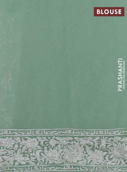 Pista Green Georgette Saree - Parsi Embroidery