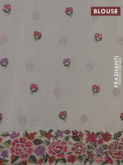 Cream Georgette Saree - Embroidery