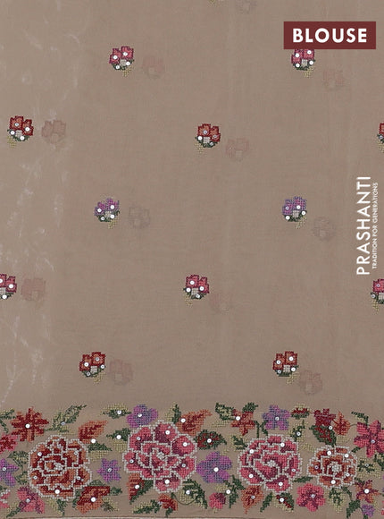 Beige Georgette Saree - Embroidery