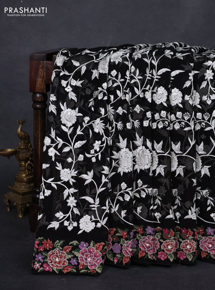 Black Georgette Saree - Embroidery