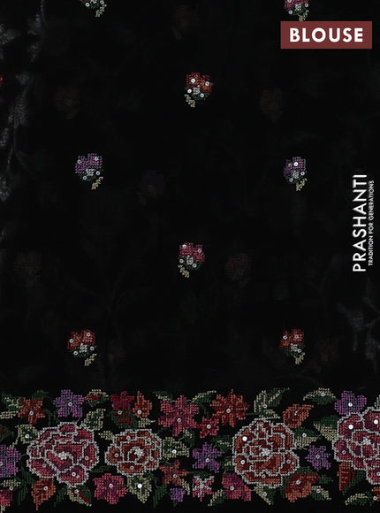 Black Georgette Saree - Embroidery