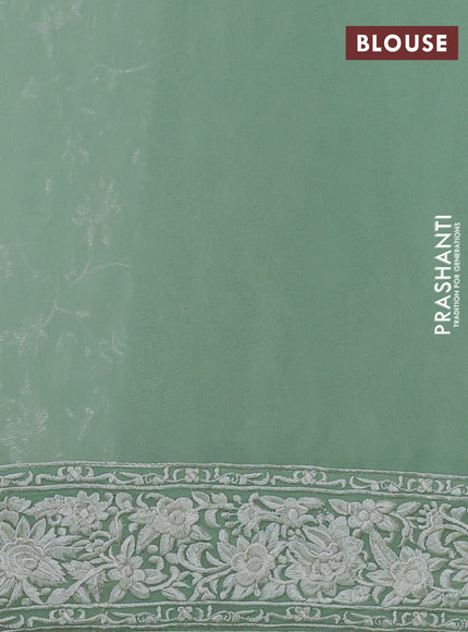 Pista Green Georgette Saree - Parsi Embroidery