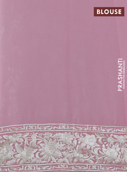 Light Pink Georgette Saree - Parsi Embroidery