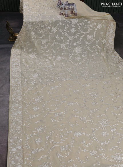 Beige Georgette Saree - Parsi Embroidery