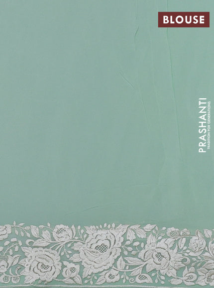 Pista Green Georgette Saree - Parsi Embroidery