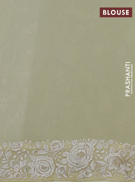 Pale Yellow Georgette Saree - Parsi Embroidery
