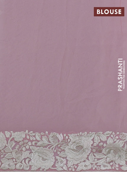 Light Pink Georgette Saree - Parsi Embroidery